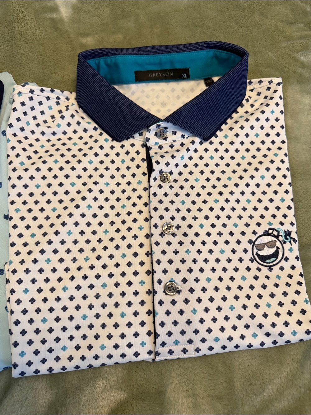 Greyson Men's Polo Duo — Light Blue and White with Navy Collars - GOLF - Picture 2 of 5